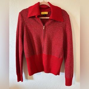 St. John L red sweater coat